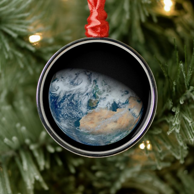 Erde mit Nordafrika und Südwesteuropa Ornament Aus Metall (Baum)