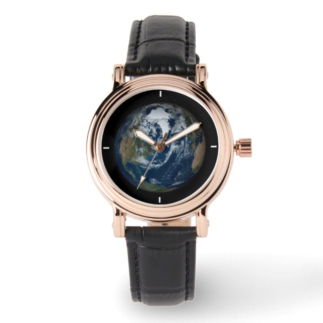 Erde mit Wolken und Meereis 2 Armbanduhr (Vorderseite)