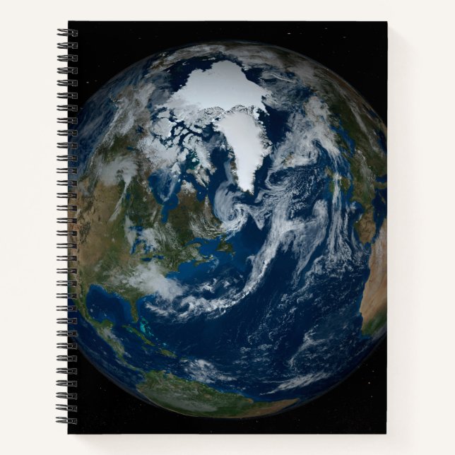 Erde mit Wolken und Meereis 2 Notizbuch (Vorderseite)