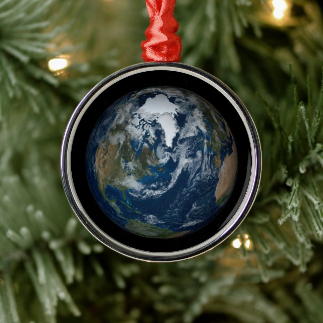 Erde mit Wolken und Meereis 2 Ornament Aus Metall (Baum)