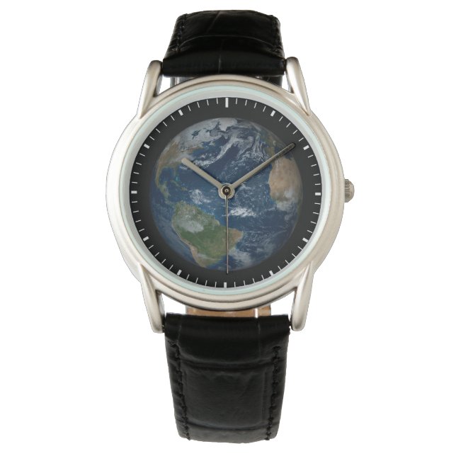 Erde mit Wolken und Meereis Armbanduhr (Vorderseite)