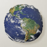 Erde Rundes Kissen<br><div class="desc">Kissen mit Erddesign (aus Sicht von Amerika und Afrika).</div>