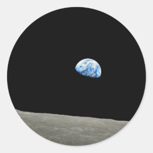 Erde steigt vom Mond Runder Aufkleber