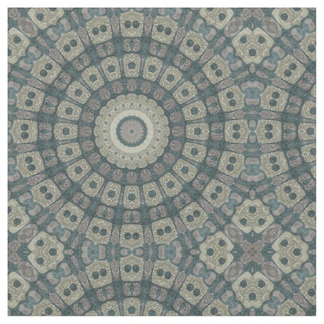 Erde Tone Mandala mit Tribal Geometric Patterns Stoff (Nahaufnahme)