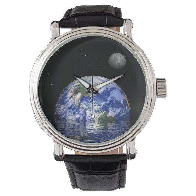 Erde und Mond Armbanduhr (Vorderseite)