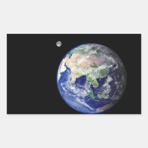 Erde und Mond aus dem Weltraum Rechteckiger Aufkleber