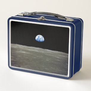 Erde vom Mond aus im schwarzen Weltraum: Earthrise Metall Brotdose