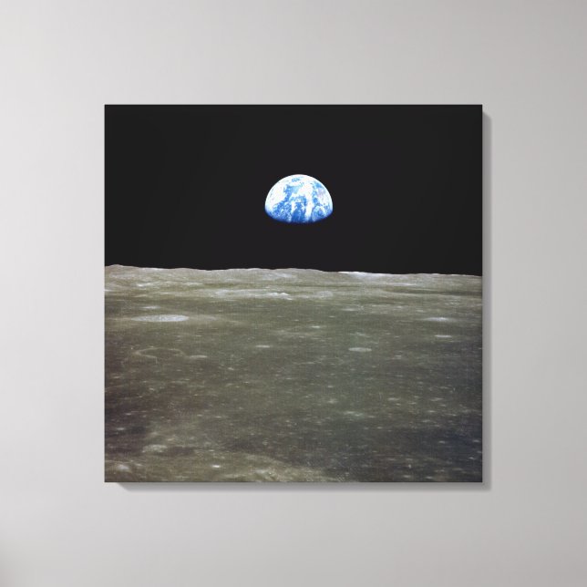 Erde vom Mond im Schwarzen Raum: Erde Leinwanddruck (Vorderseite)