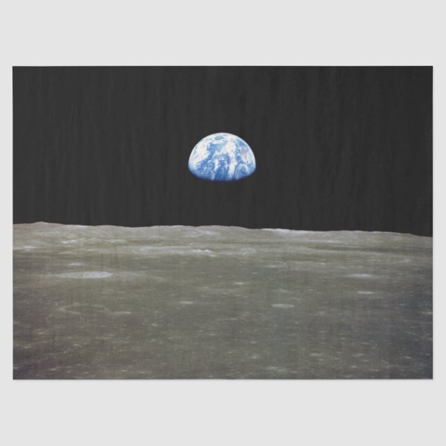 Erde vom Mond im Schwarzen Raum: Erde Seidenpapier (Vorderseite)