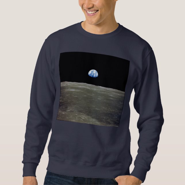Erde vom Mond im Schwarzen Raum: Erde Sweatshirt (Vorderseite)