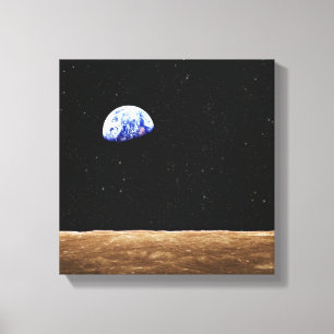 Erde von der Mond-Oberfläche Leinwanddruck