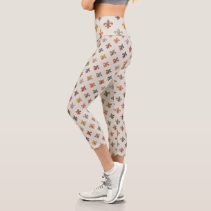 Erde Wald Fleur-de-lis Design Licht Capri Leggings