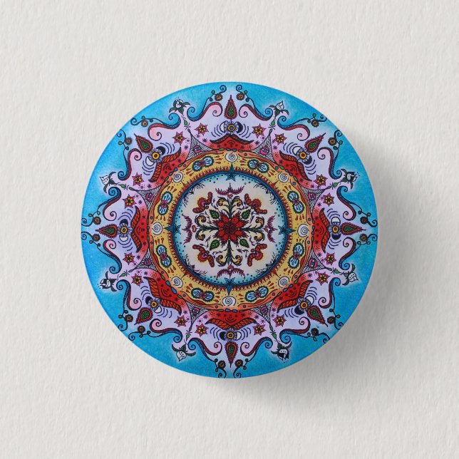 Erde-Wasser-Feuer… Mandala-Button-Knopf Button (Vorderseite)