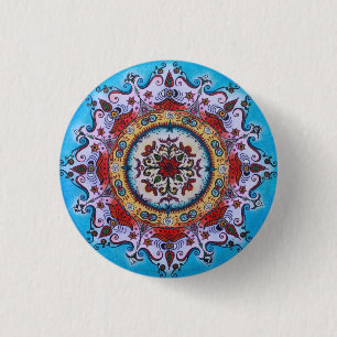 Erde-Wasser-Feuer… Mandala-Button-Knopf Button
