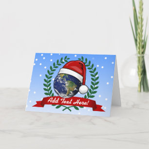 Erde Weihnachten in einer Weihnachtsmannmütze