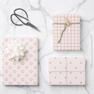 Erdeige Terrakotta-Geschenkverpackungsset Moderne Geschenkpapier Set