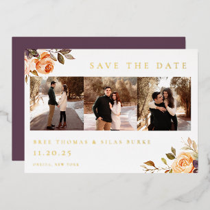 Erdes Foto im Herbst Save the Date Folieneinladung
