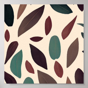 Erdfarben Blätter minimalistische Kunst  Poster