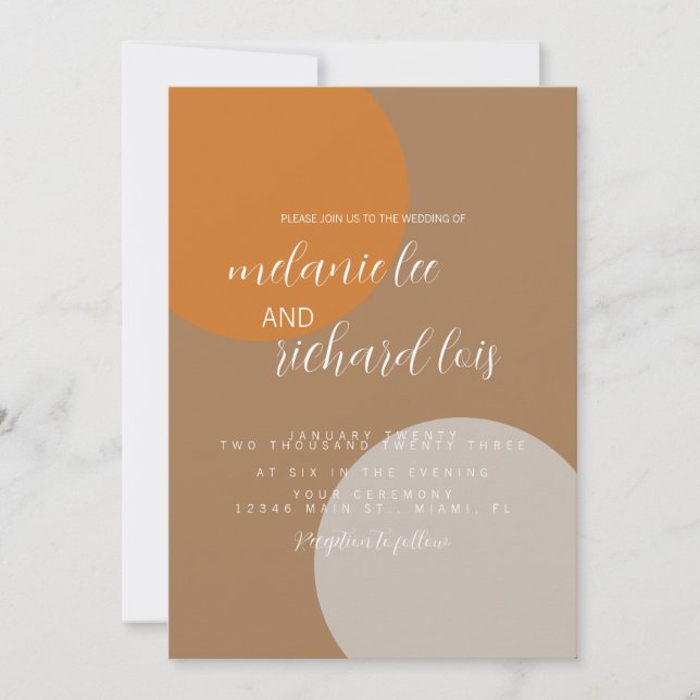 Erdfarben-Naturzirkular-Hochzeit Einladung (Vorderseite)