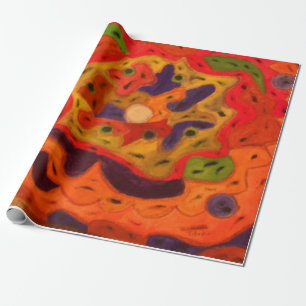 Erdfarben tiefe rote Orangen Braun Kunstdesign Geschenkpapier