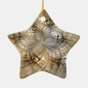 Erdfarbene abstrakte moderne fraktale Kunst Stern Keramik Ornament