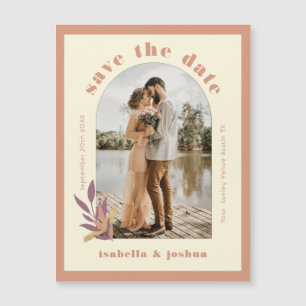 Erdfarbene Arch Moderne Foto Save The Date Magnetkarte