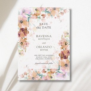 Erdfarbene Blumengesteckte Romantische Hochzeit Save The Date