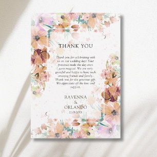 Erdfarbene Florale Botanische Romantik Dankeskarte Ankündigung