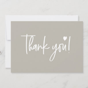 Erdfarbene neutrale moderne Schrift Baby Shower Dankeskarte