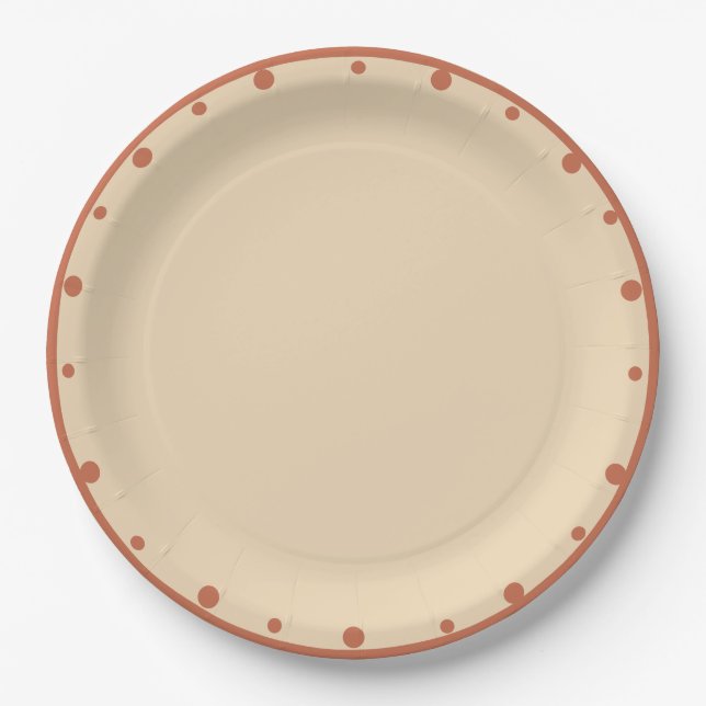 Erdfarbene Sand Terrakotta Punkte  Pappteller (Vorderseite)