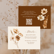 Erdfarbene Wildblumen QR-Code Hochzeitsdetails