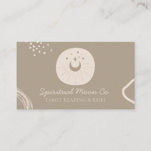 Erdfarbener Mond Sterne Spiritueller QR-Code Visitenkarte
