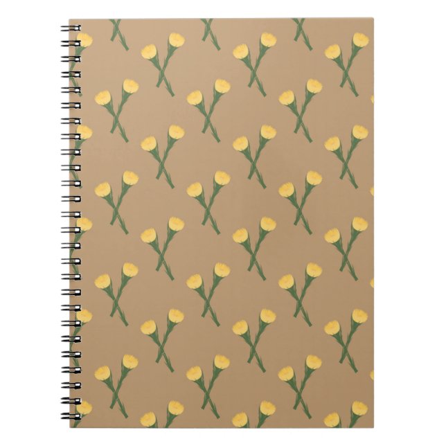 Erdfarbenes Coltsfoot Spring Blume Notebook Notizblock (Vorderseite)