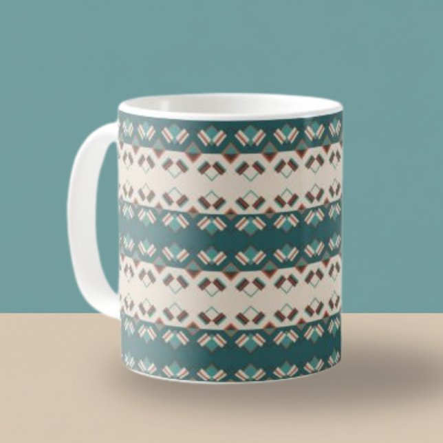 Erdgitter Teal- und Braune Tragetasche Kaffeetasse (Von Creator hochgeladen)