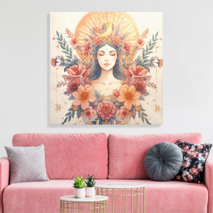 Erdgöttin-Wandkunst   Göttlich Weibliches Boho-Dek Leinwanddruck