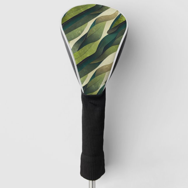 Erdgrüne Art Deco Ventilator Muster (2) Golf Headcover (Vorderseite)