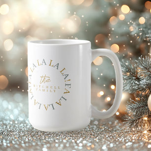 Erdig Grün Gold Weihnachten Fa La La ID1009 Kaffeetasse