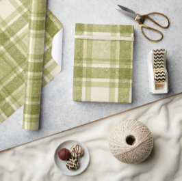 Erdig kariert | Salbei & Creme Geschenkpapier