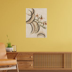 Erdige abstrakte Blumen- und Kalligrafielinien-Kun Poster
