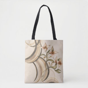 Erdige abstrakte Blumen- und Kalligrafielinien Kun Tasche