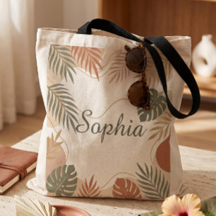 Erdige Ästhetik Tropische Foliage Benutzerdefinier Tasche