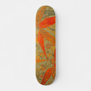 Erdige Bambus-Kunst im Vintage-Druck Orange Skateboard