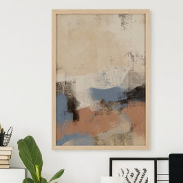 Erdige Blaue Abstrakte Pinselstriche Poster