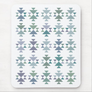 Erdige Blaugrüne Geometrische Dreiecks Aztekenmust Mousepad