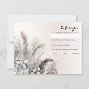 Erdige Bohemian Blumen Federn Hochzeit RSVP Einladung