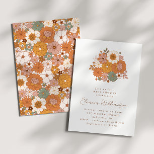 Erdige Boho-Blumen-Terrakotta-Einfache Babyparty Einladung