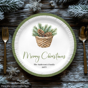 Erdige Boho-Botanische Weihnachtsbouquet-Dinner Pappteller