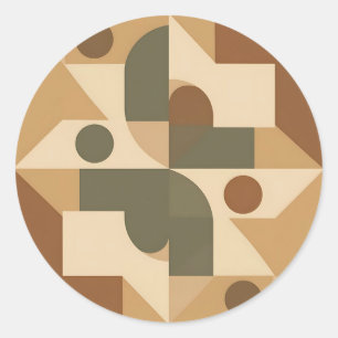Erdige Boho-Geometrische Abstraktion Runder Aufkleber