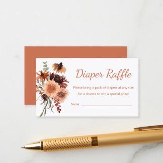Erdige Boho-Terrakotta-Floral-Windel-Raffle Begleitkarte