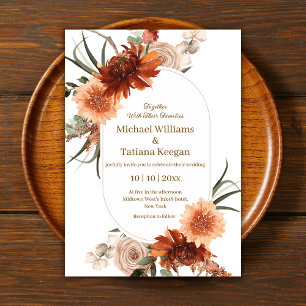 Erdige Boho Terrakotta- und Lehm-Herbst-Blumenhoch Einladung